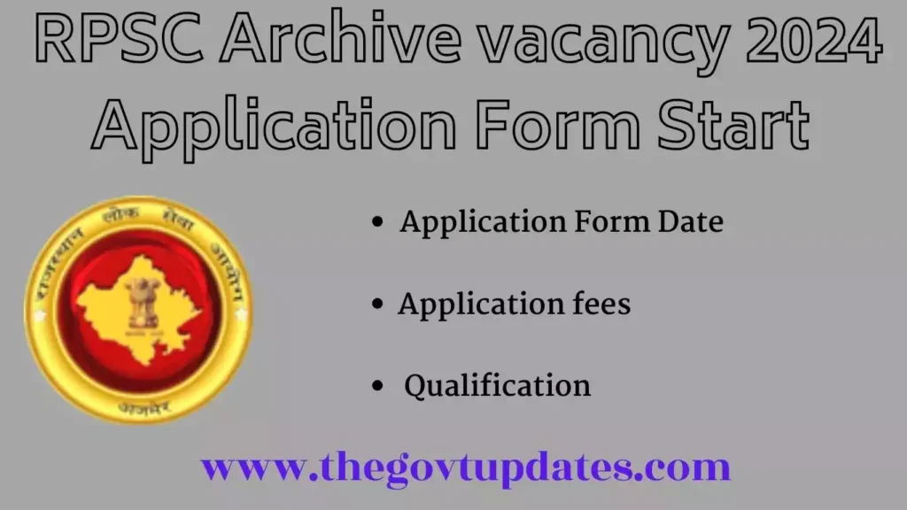 RPSC Archive vacancy 2024 Application Form Start 1