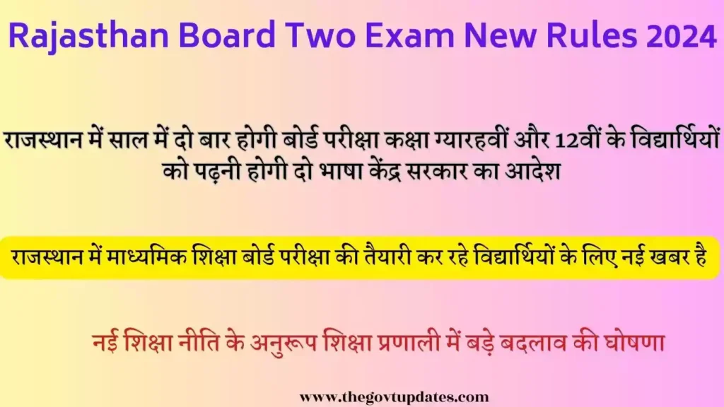 Rajasthan Board two exam new rules 2024